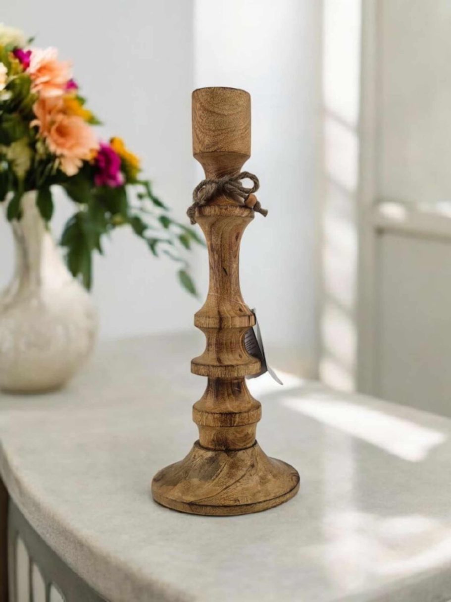 MANGO WOOD CANDLE HOLDER